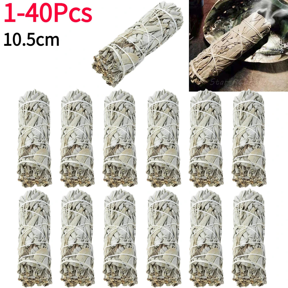 Natural White Sage Burner Bundle Incense Stick Purification Smoky Palo Santo Incense Room Aromatherapy Fragrance Yoga Meditation