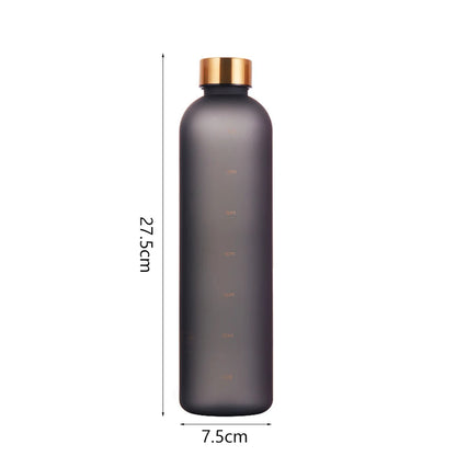 1L Water Bottle with Time Marker | Leakproof Drinkware | BPA Free | Frosted Bottle