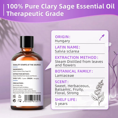 Clary Essential Oils | Sage | Peppermint | Rose | Lemon | Bergamot | Citronella | Jasmine | Lavender | Clove | Frankincense | Vanilla